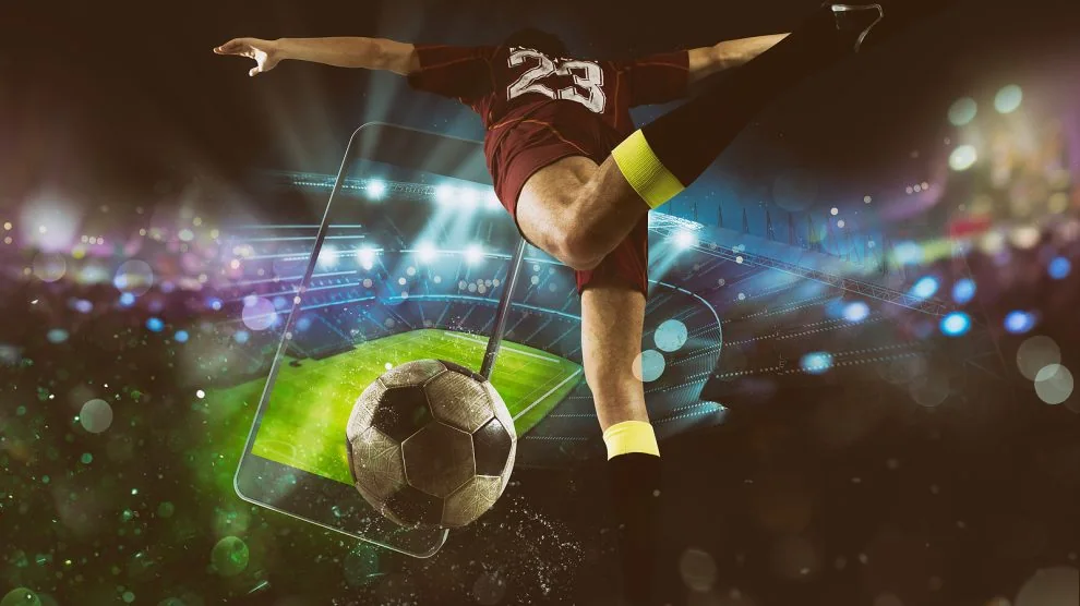 Ilustrasi pertandingan olahraga dan papan skor
