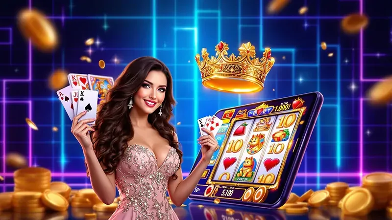 Reel dan simbol permainan slot bertema visual